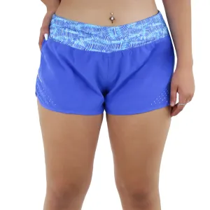 Women's Printed Waist Sport Short,Blue