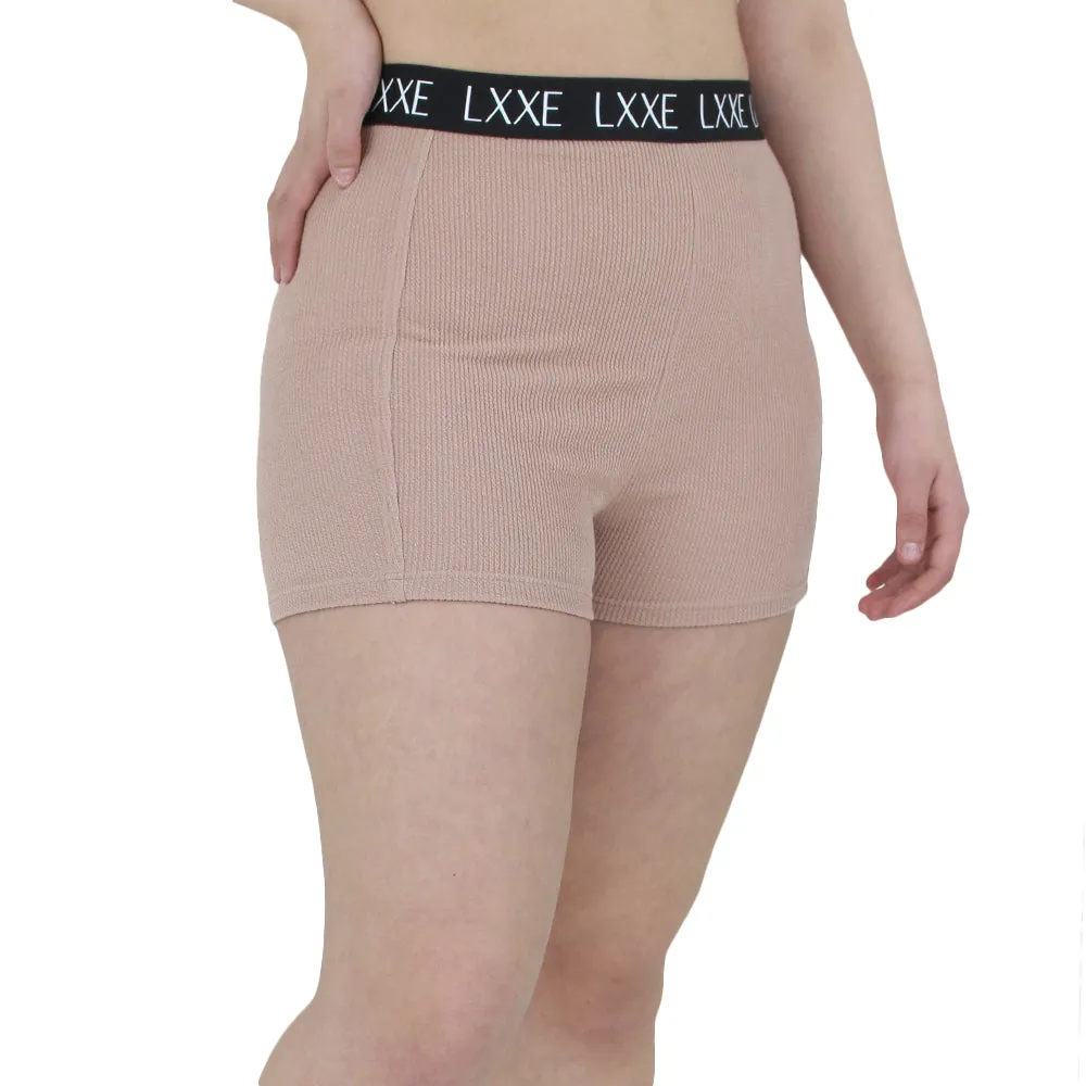 Short de Sport Côtelé pour Femmes, Rose Béige