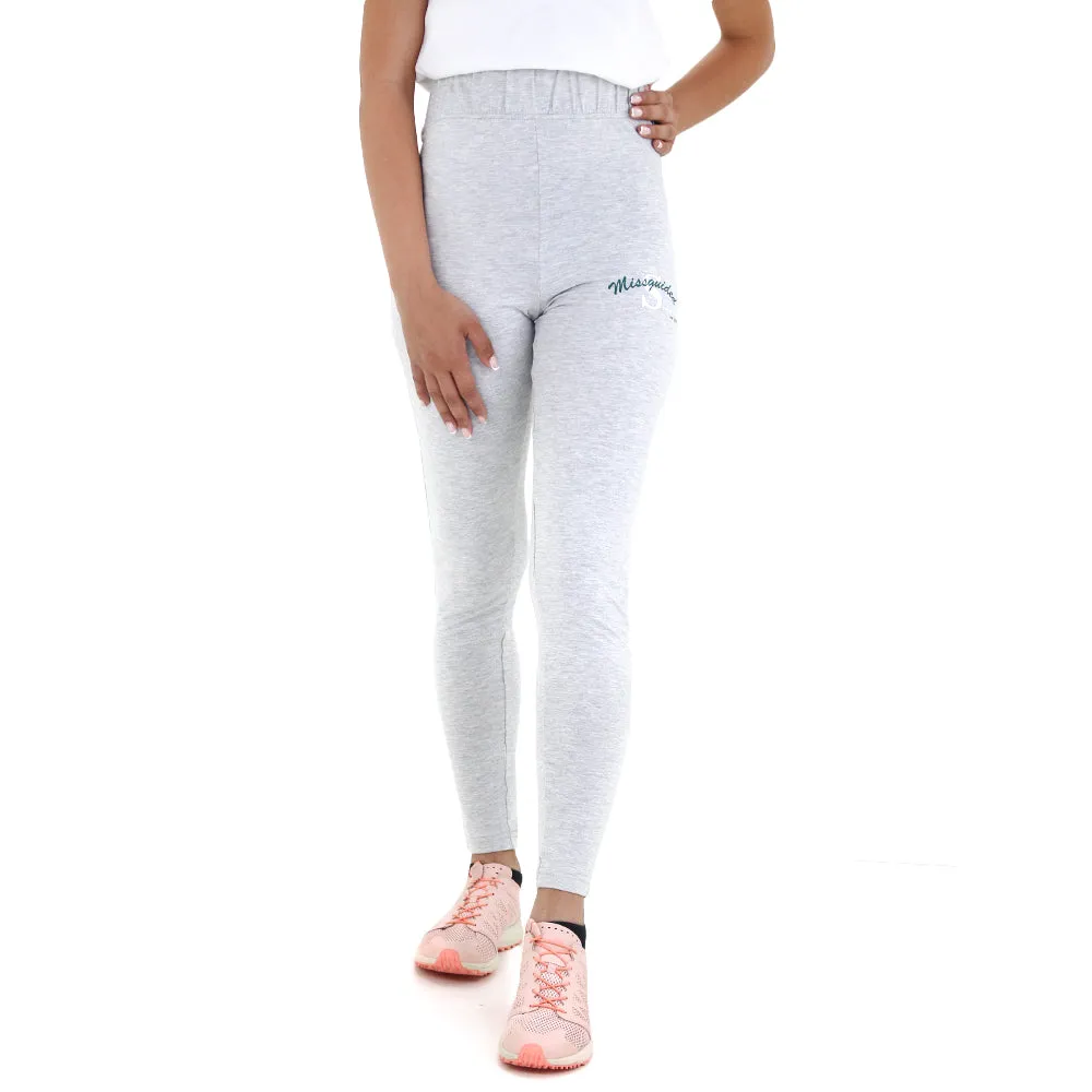 Pantalon de sport imprimé marque Side pour femme, gris clair