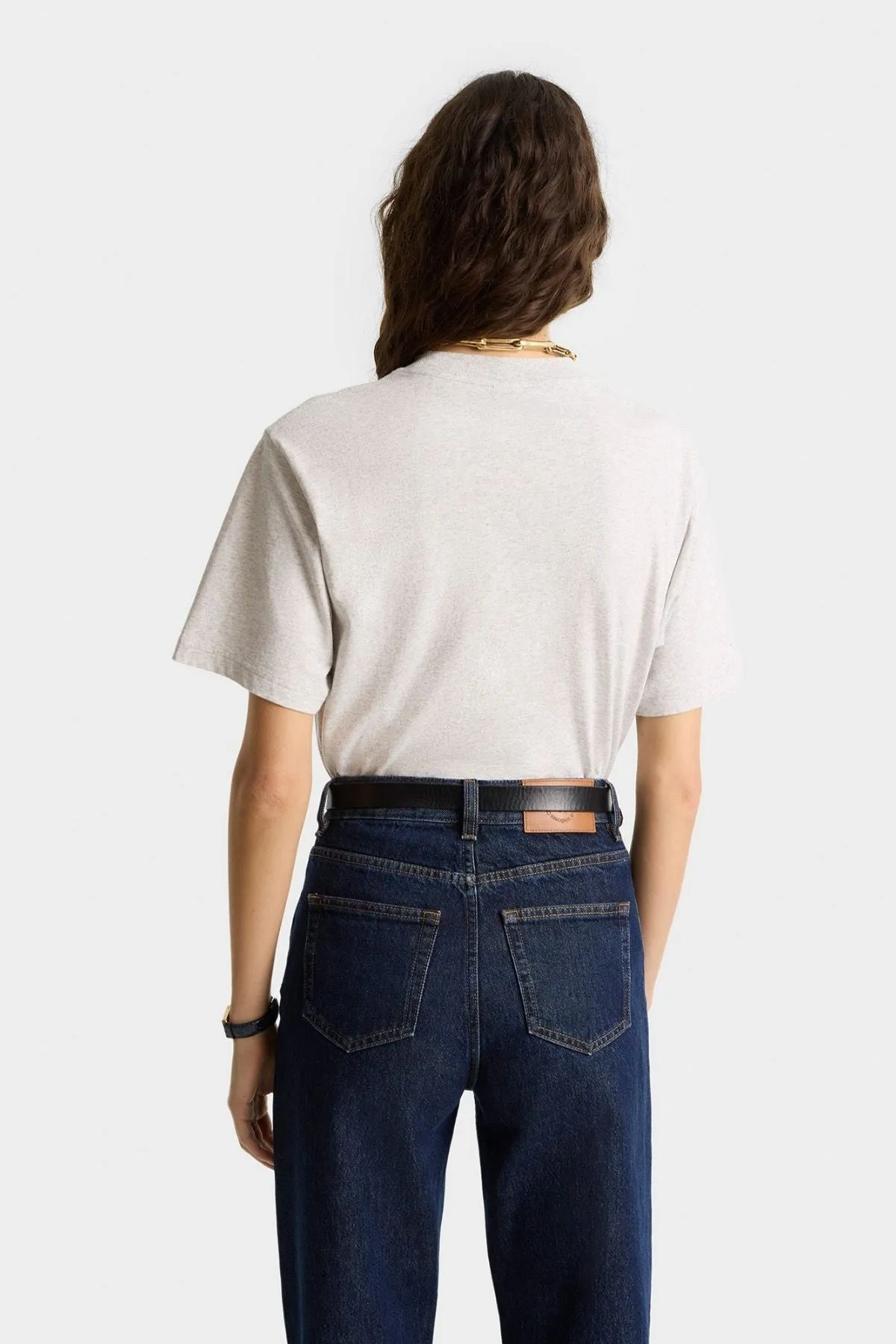 T-shirt Sporty & Rich à écusson universitaire pour femmes - Gris chiné