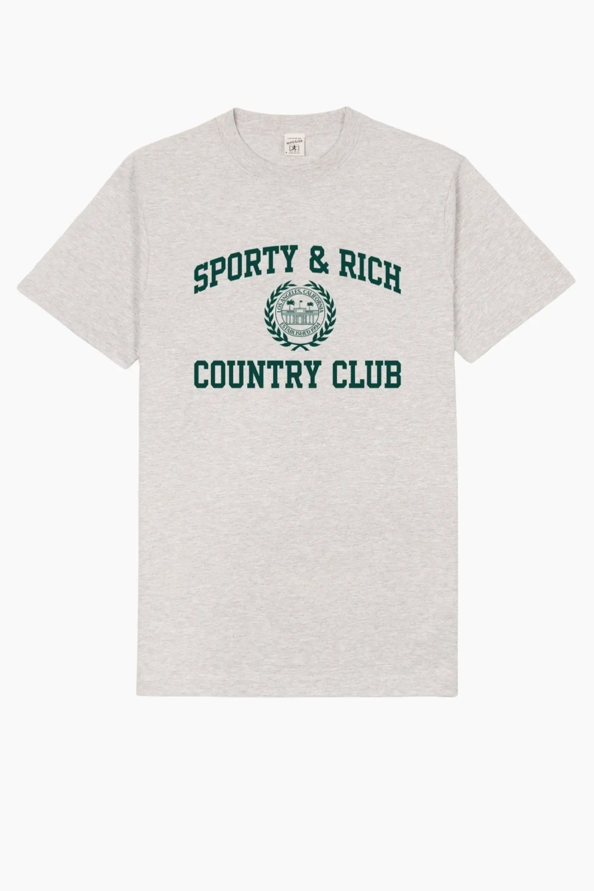 T-shirt Sporty & Rich à écusson universitaire pour femmes - Gris chiné