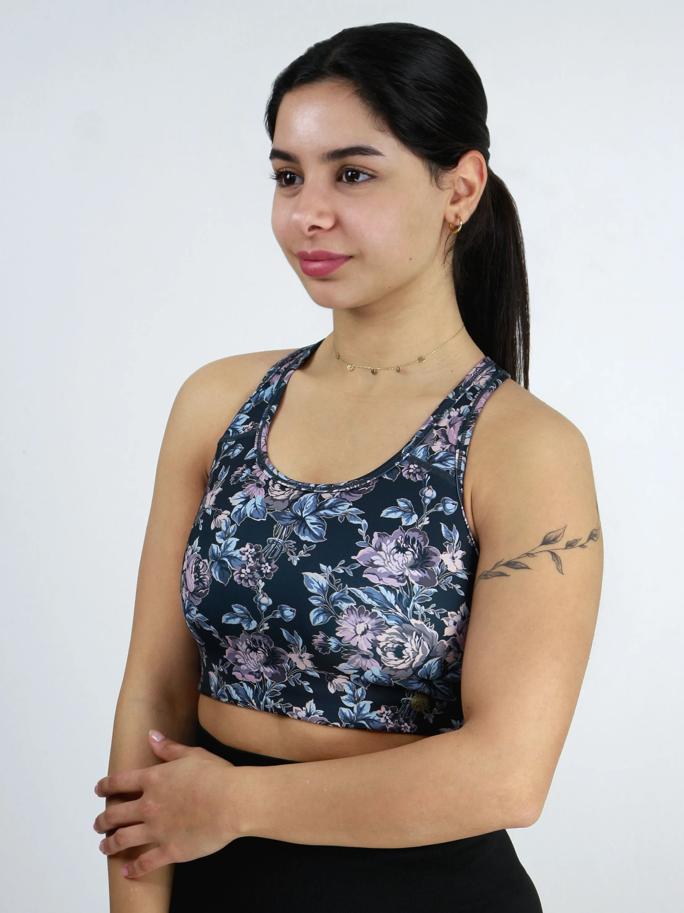 Soutien-gorge de sport imprimé floral extensible pour femmes, Multi