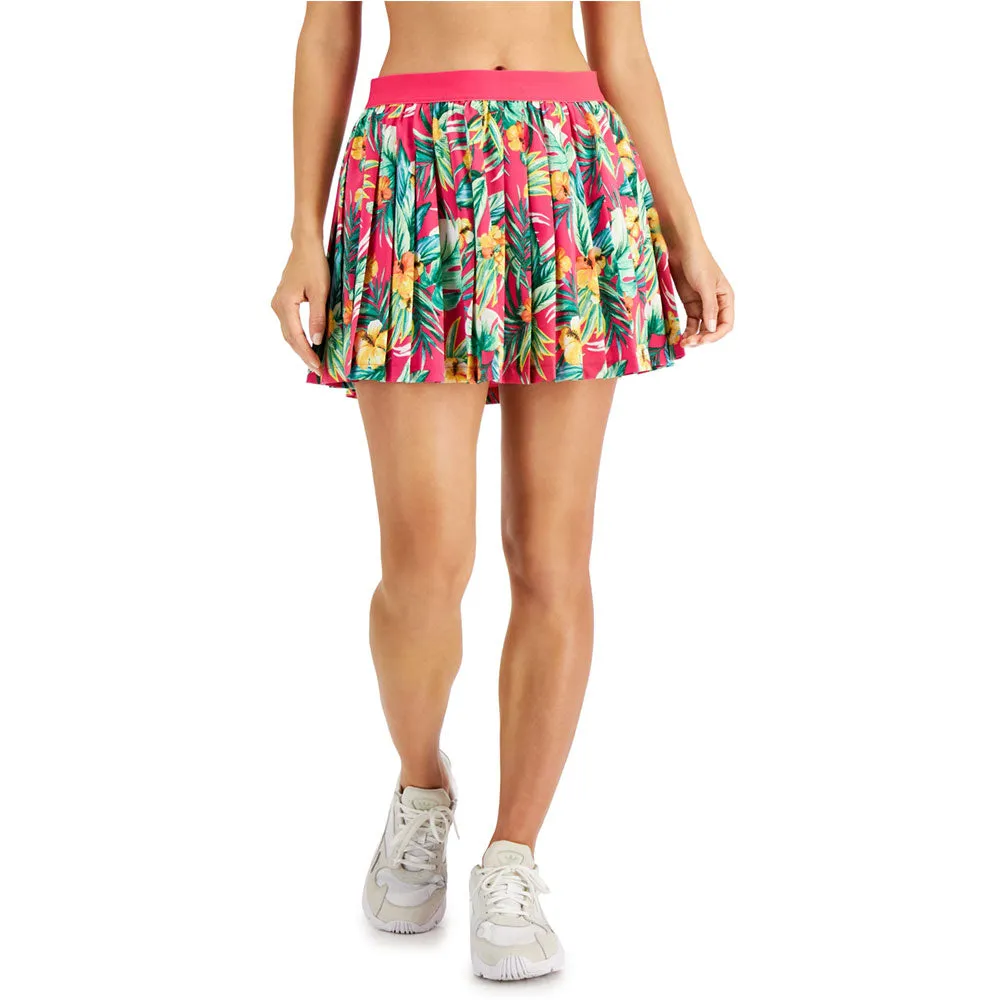 Jupe-culotte plissée imprimée tropical pour femme, Fuchsia