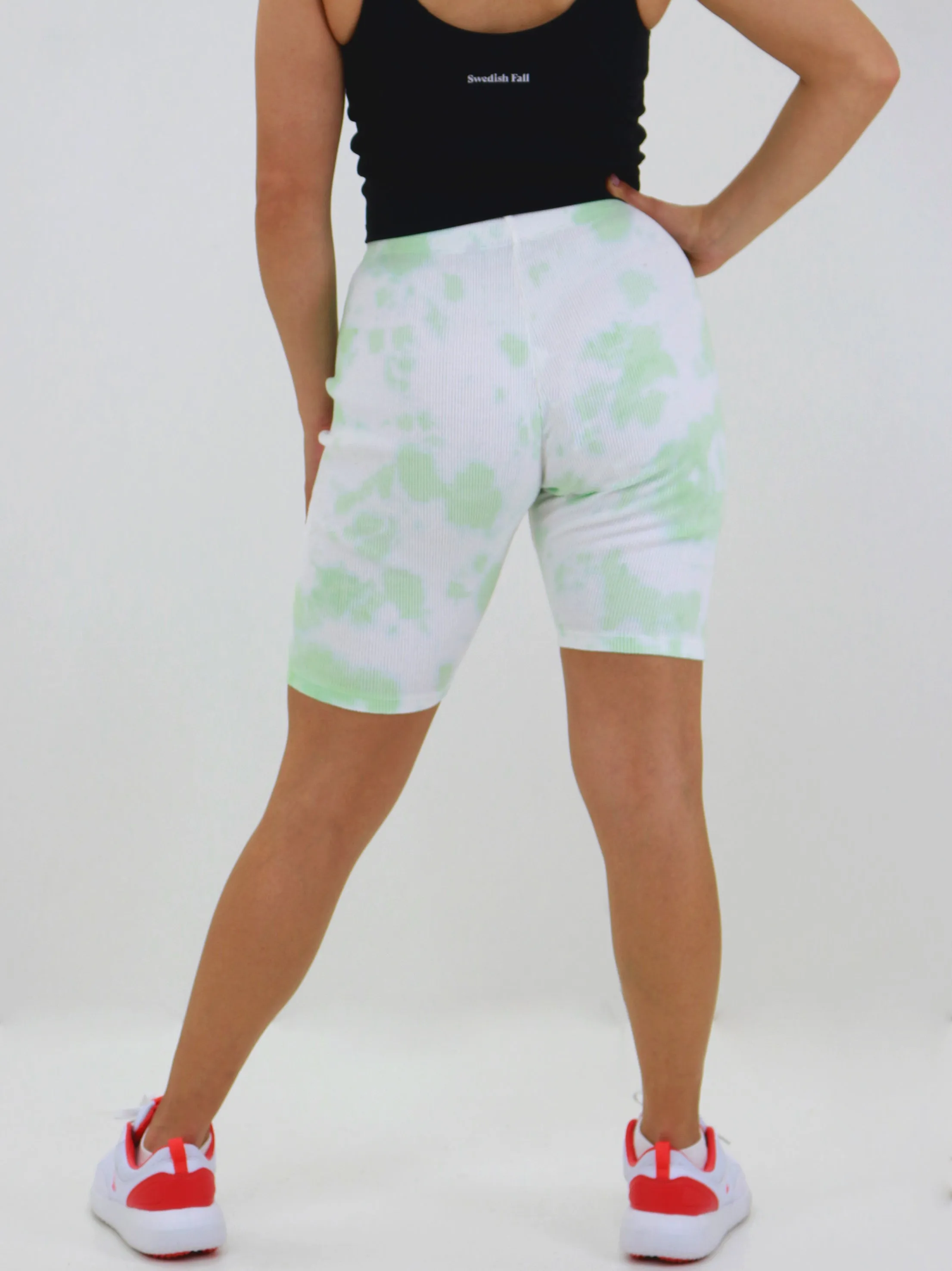 Short de sport côtelé lavé pour femme, Vert