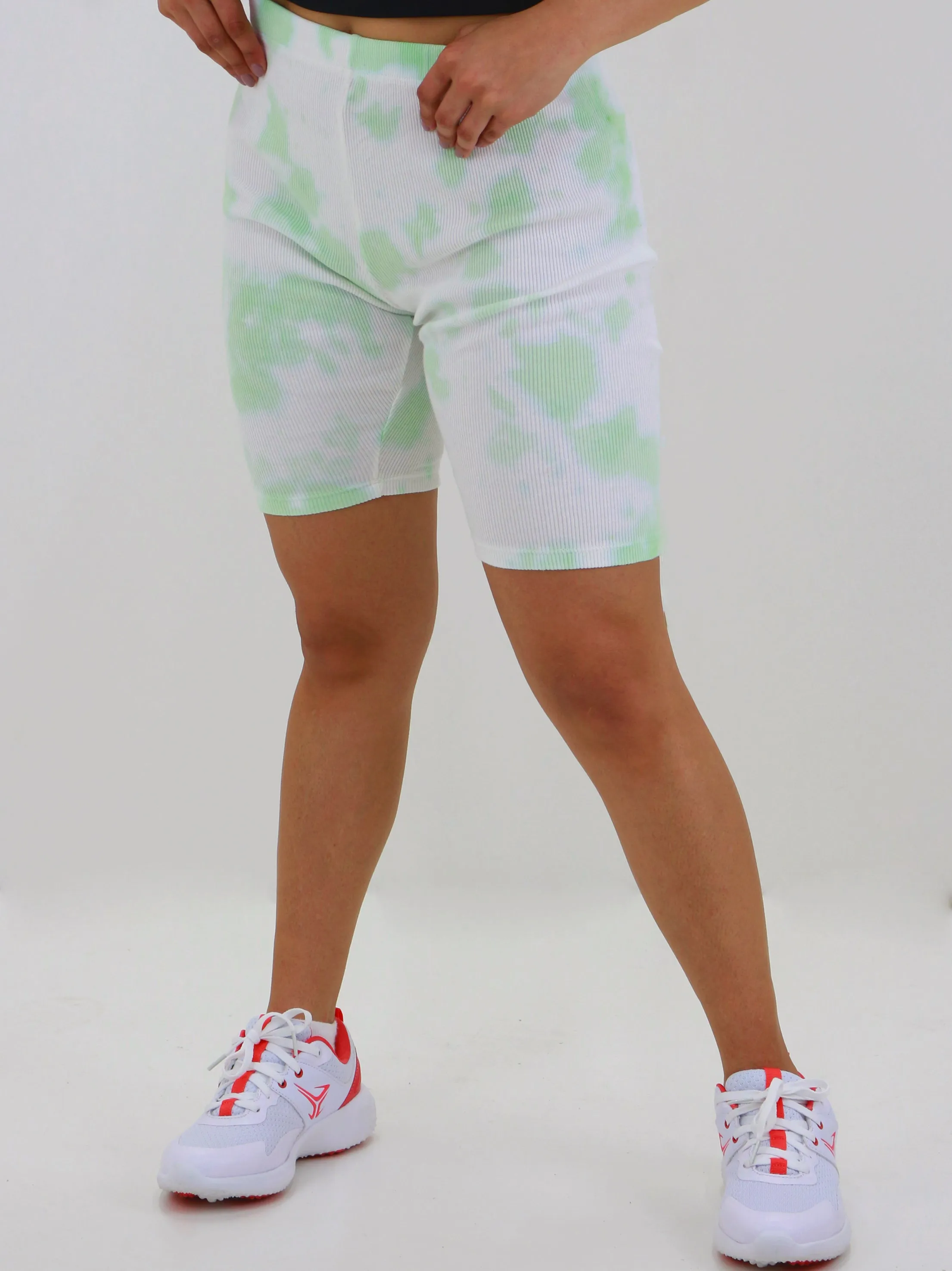Short de sport côtelé lavé pour femme, Vert