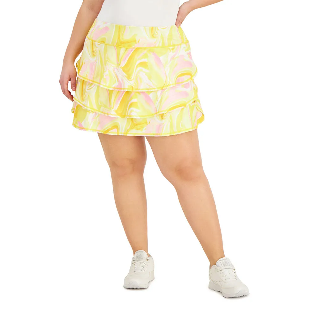 Jupe-Short Femme à Volants Imprimés Tourbillon, Jaune